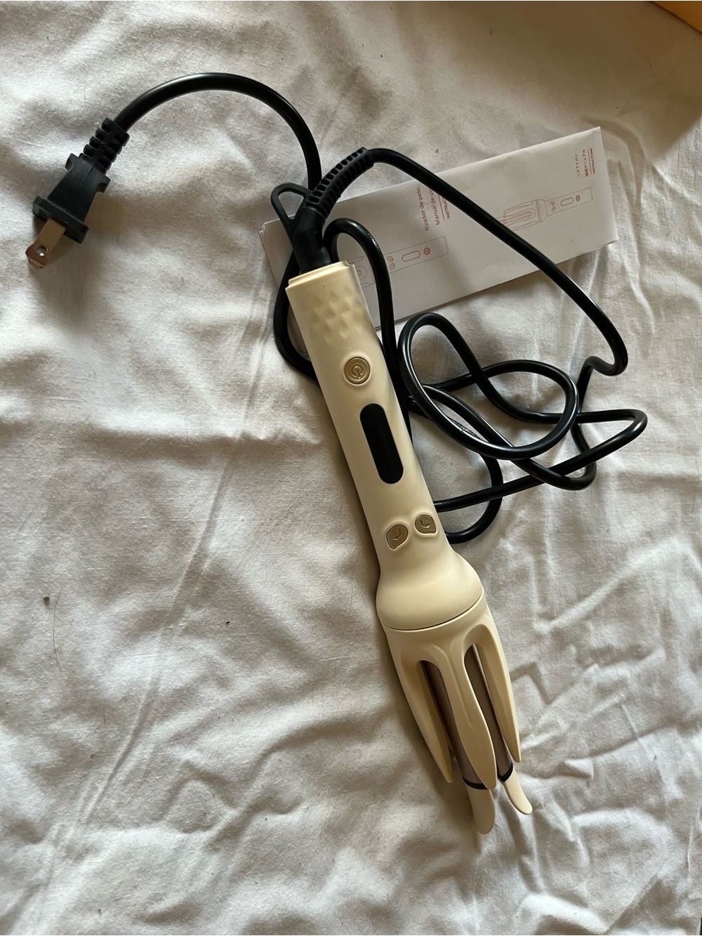 Cream Ceramic Curling Iron with Cool-Touch Tip